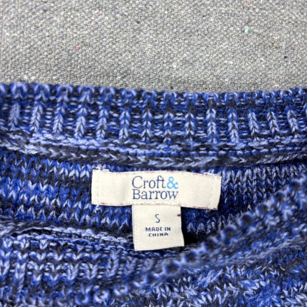 Croft‎ & Barrow Sweater Women Small Blue Marled Knit Lattice Neck Long Sleeve - Picture 3 of 7